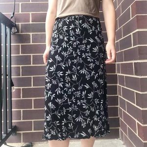 A Line Full Floral Black Skirt
